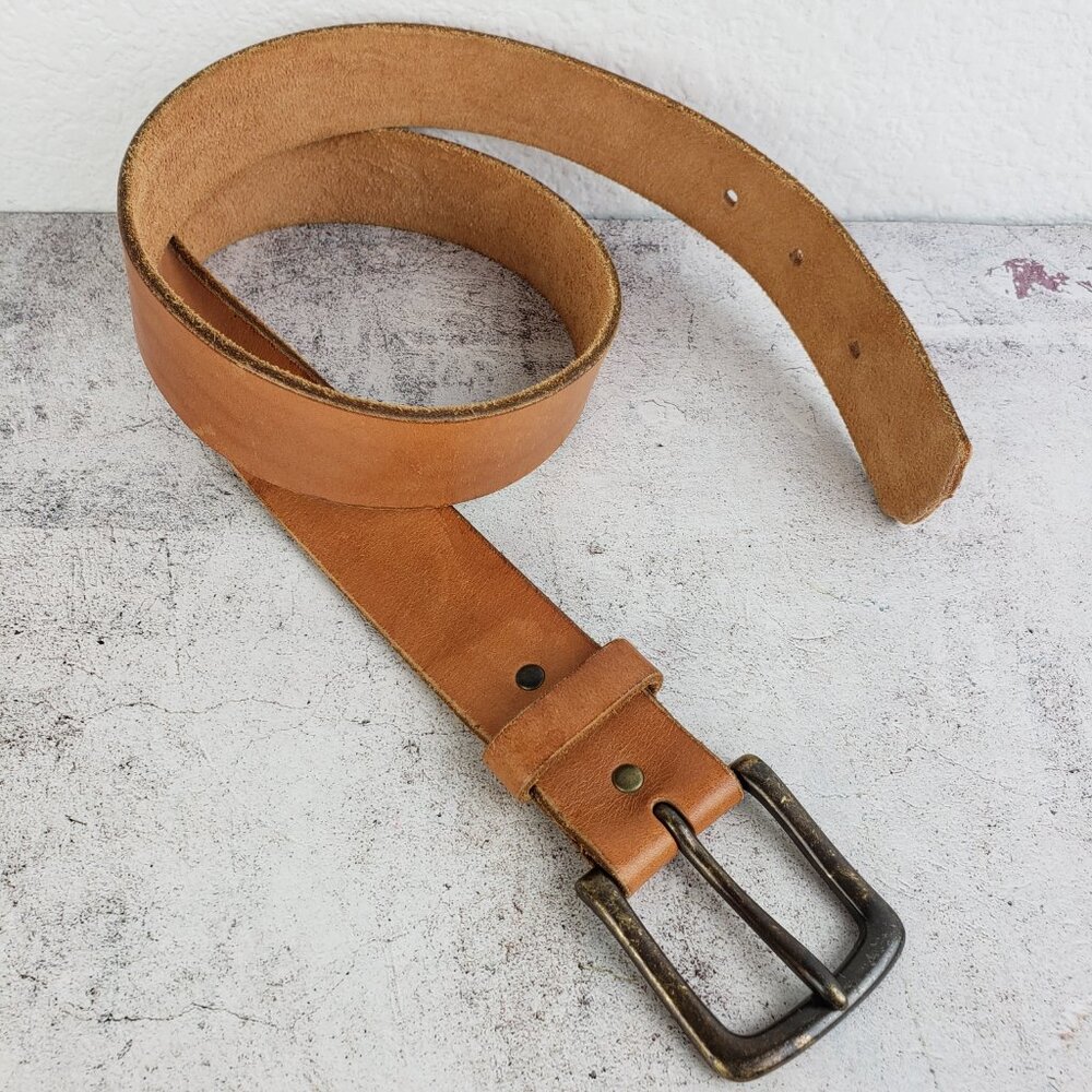 Vintage Old Navy Belt Genuine Italian Leather Cognac Brown size 40 Minimalist